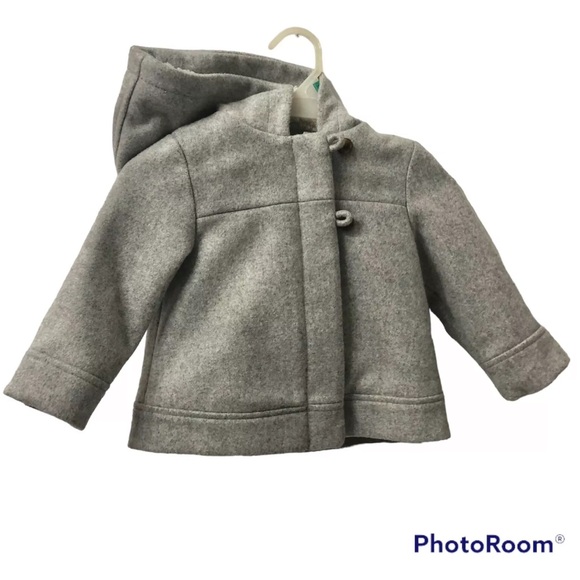 Old Navy Toddler Hooded Winter Coat jacket 18-24 months Zip Button Front Gray - Picture 1 of 10